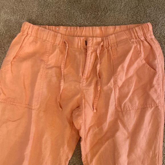 Columbia Orange Linen Cropped Drawstring Pants Size Medium-27 - Picture 2 of 6
